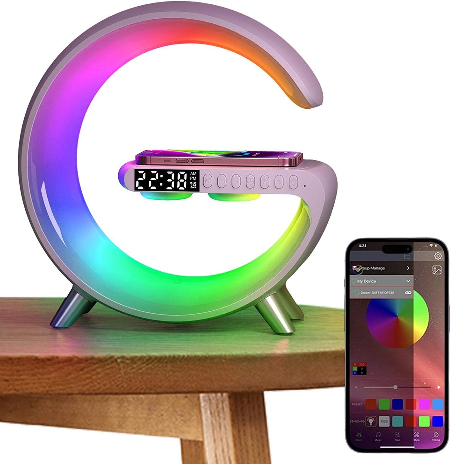 Smart Rise Wireless Charger Lamp Clock